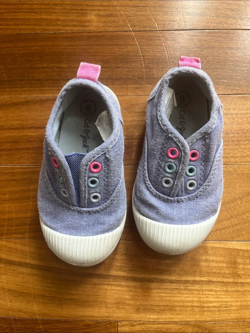 Cat & Jack Slip-On Canvas Sneakers with Pink Pull Tabs